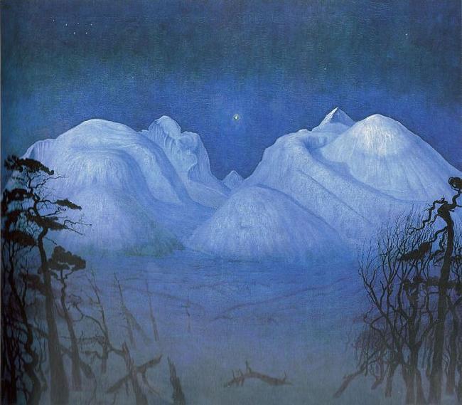 Harald Sohlberg Vinternatt i fjellene Sweden oil painting art